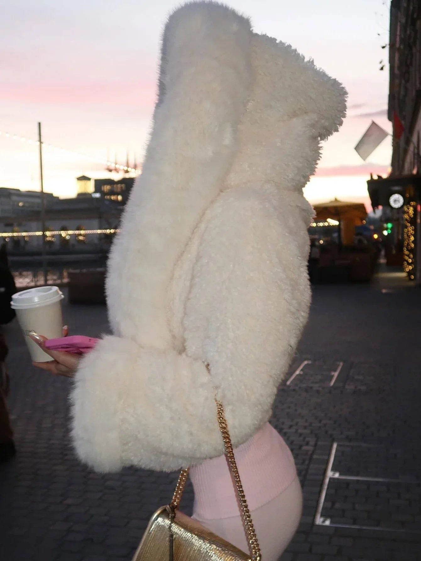 Snow Angel Plush Faux Fur Hooded Crop Jacket - WEUXS