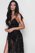 Side Split Sequin Party Maxi Dress - Dress In Beauty