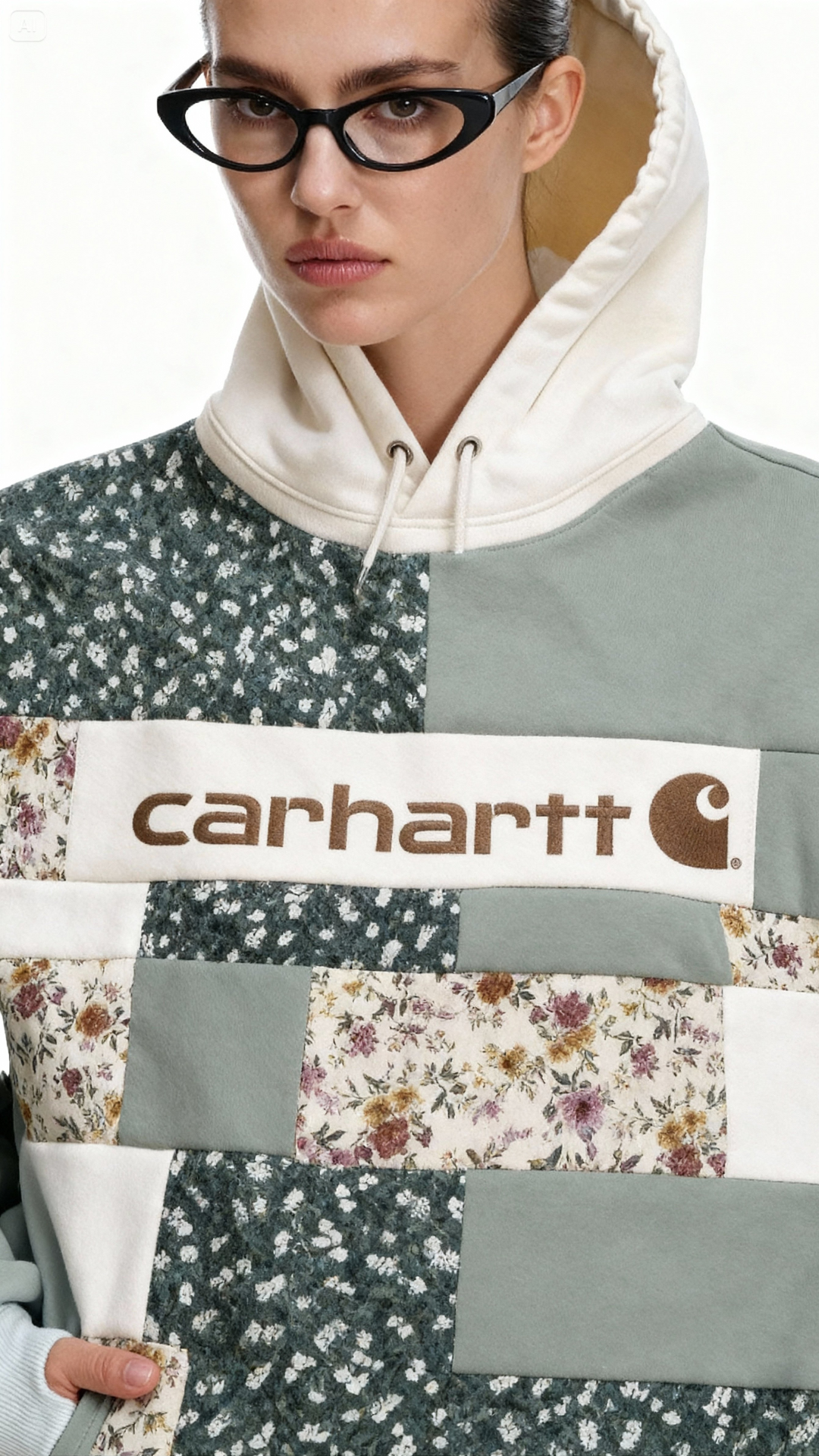 Unique Women’s Hoodie – Vintage Floral Patchwork Edition