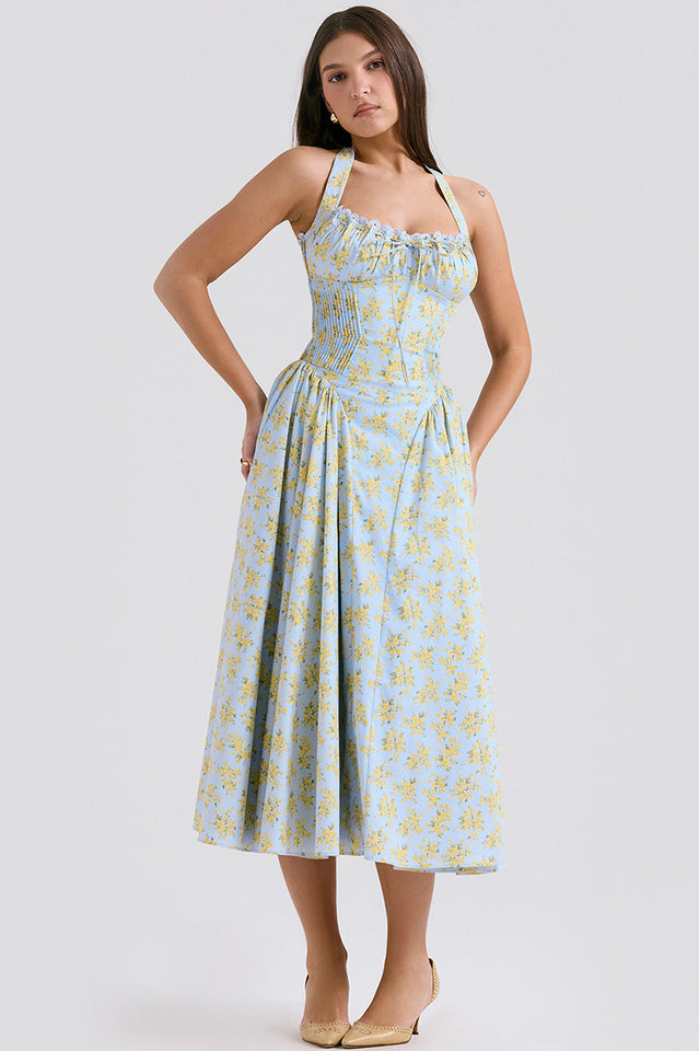 Adabella Cotton Halter Midi Sundress | Dress In Beauty