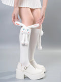 Knee high socks with detachable plush cat embellishment - View 11 | WEUXS