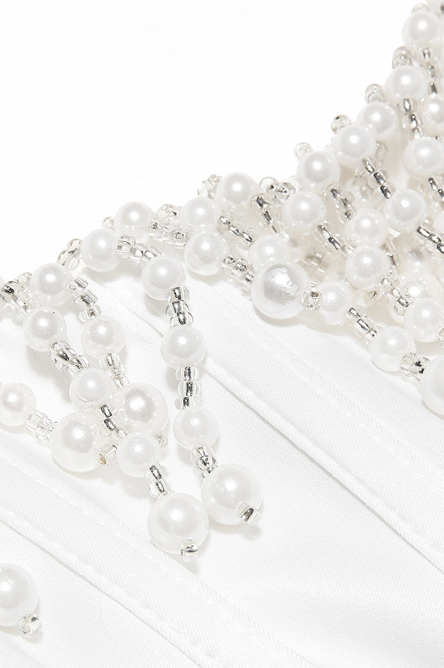 Nalita Vintage Cream Beaded Strapless Dress | Dress In Beauty