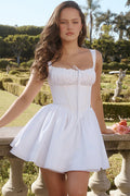 Natassia White Cotton Mini Dress | Dress In Beauty