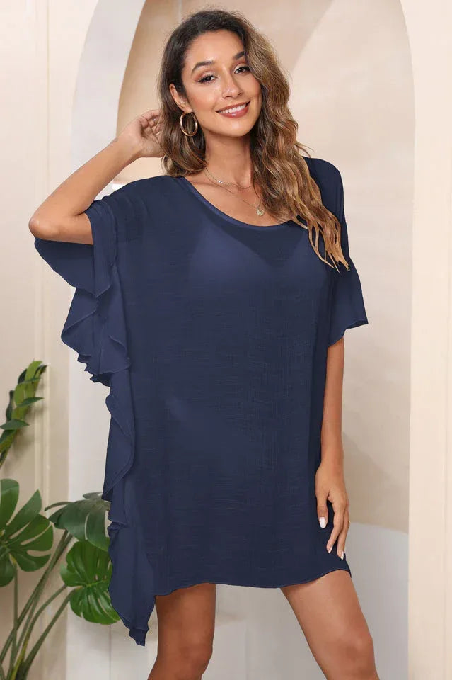 Ruffle Loose Beach Cover Up Dress - View 21 | WEUXS