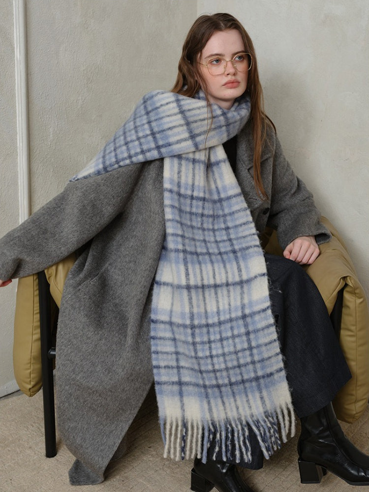 Premium 30% Wool Blend Plaid Scarf
