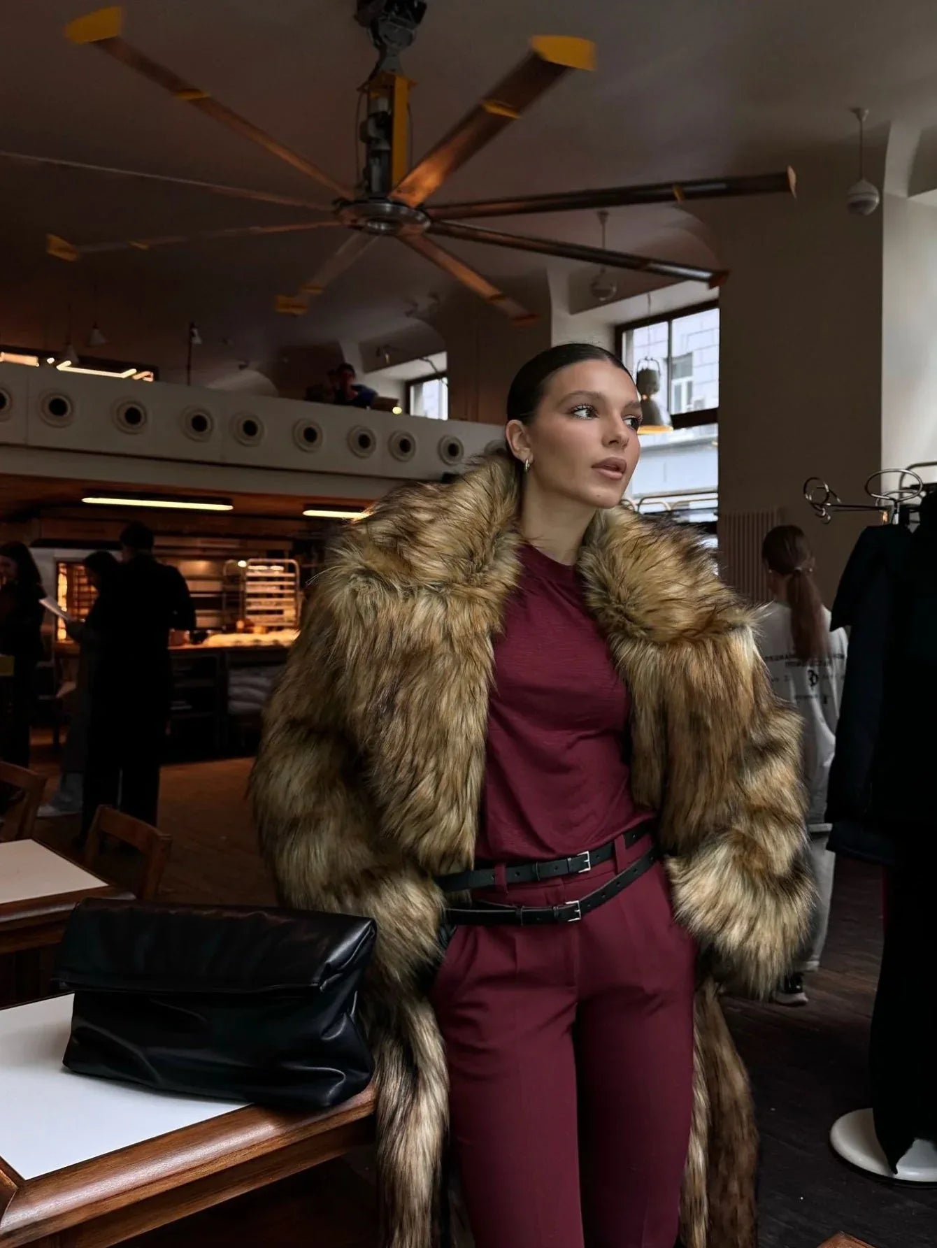 Opulent Caramel Faux Fur Maxi Coat - View 6 | WEUXS