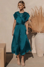 Scoop A-line Satin Bridesmaid Dress - WEUXS
