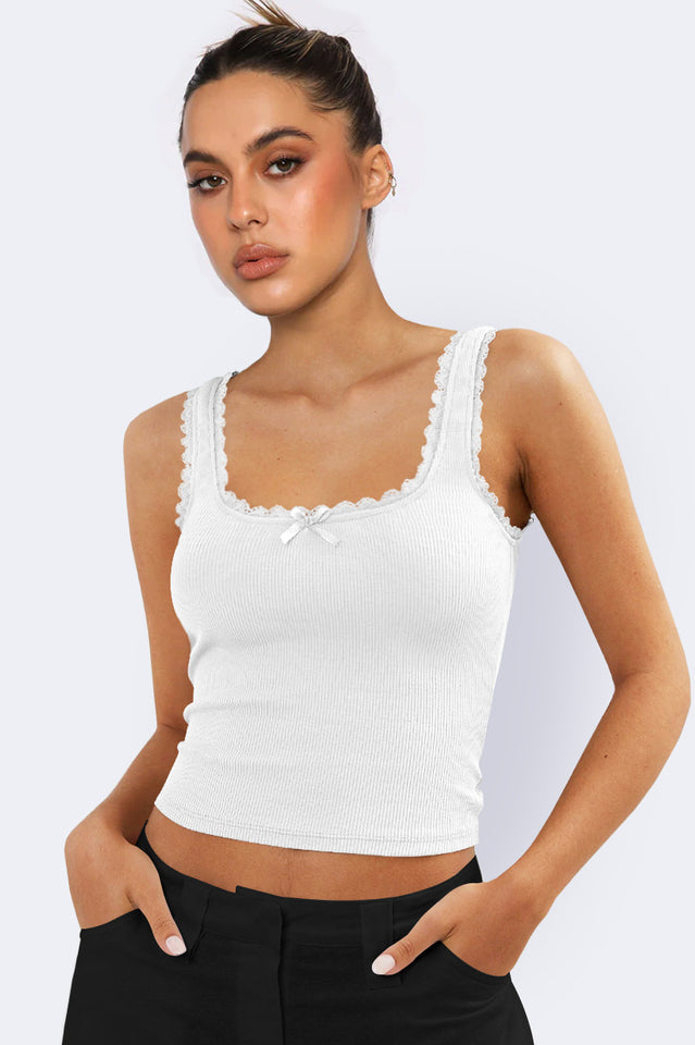 Lace Detailed Square Neck Top | Dress In Beauty