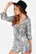 Deep V Sequin Shining Romper | Dress In Beauty