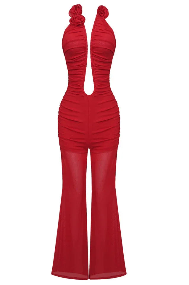 Vissarion 3D Flower Pleat Jumpsuit - WEUXS