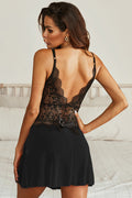 (S-2XL) V Neck Open Back Lace Lingerie Set | Dress In Beauty