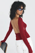 Backless Round Neck Long Sleeve Blouse | Dress In Beauty