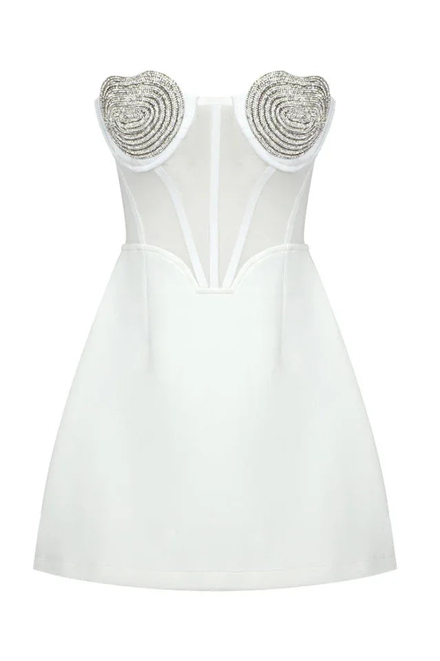 Crystal Heart Mini Dress - View 21 | WEUXS
