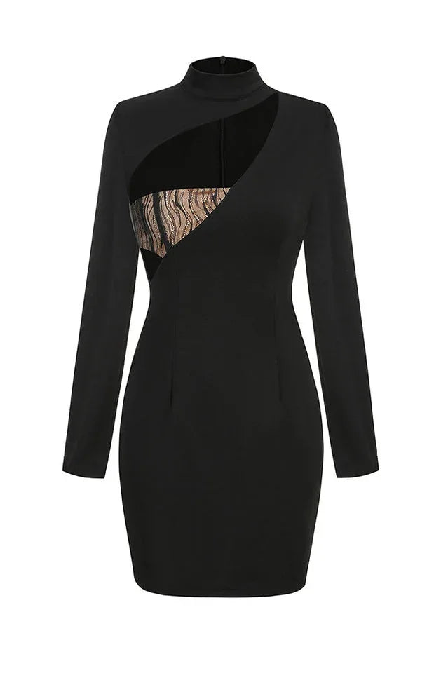 Cutout Mock Neck Mini Dress - View 10 | WEUXS