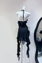 Rosalyn Black Flower Dress - WEUXS