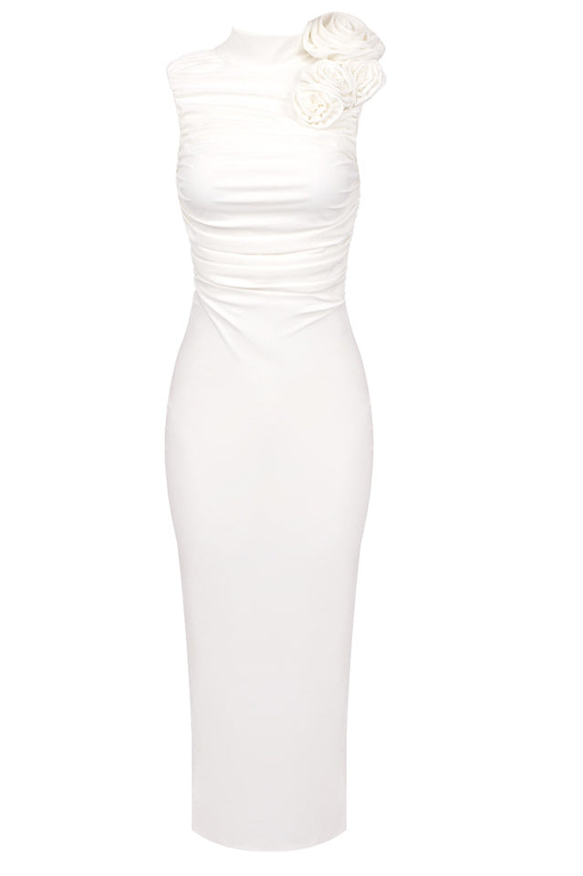 Flower Detail Ruched Midi Dress | Dress In Beauty