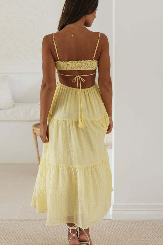 Ruched Tie-Up Strappy Maxi Dress | Dress In Beauty