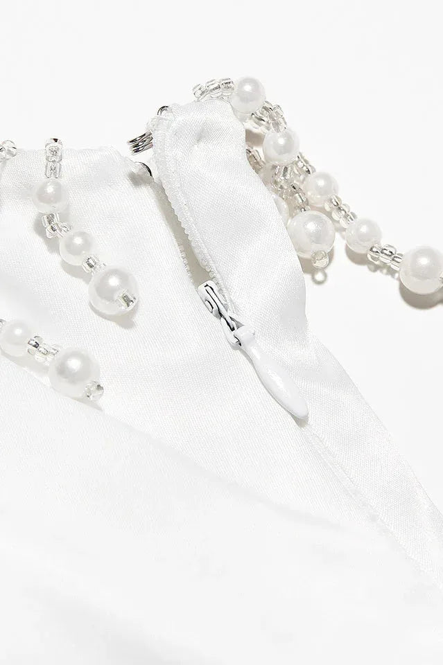 Nalita Vintage Cream Beaded Strapless Dress - View 11 | WEUXS