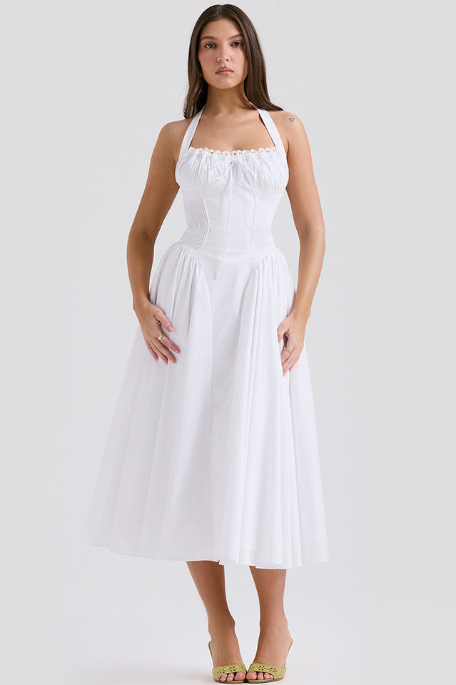 Adabella Cotton Halter Midi Sundress | Dress In Beauty