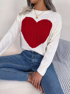 Cable knit sweater with heart design - View 15 | WEUXS