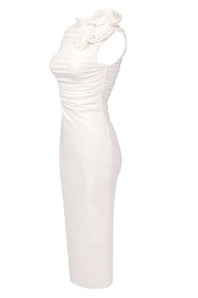 Flower Detail Ruched Midi Dress | Dress In Beauty