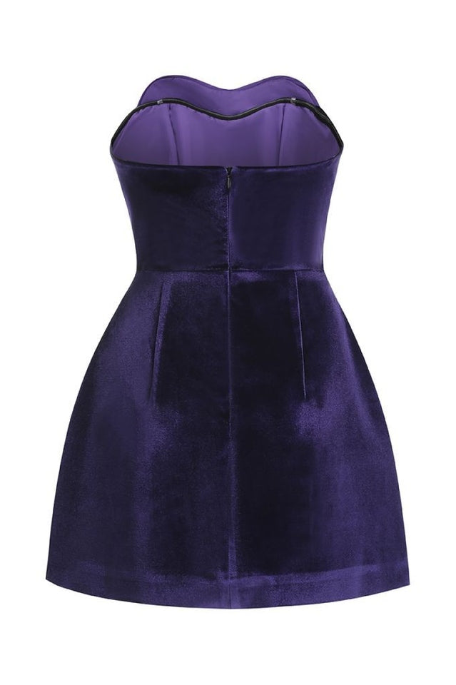 Off Shoulder Heart Velvet Mini Dress | Dress In Beauty