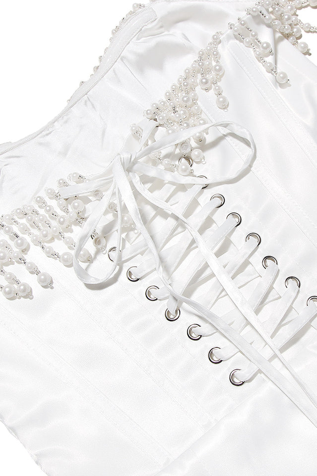 Nalita Vintage Cream Beaded Strapless Dress | Dress In Beauty