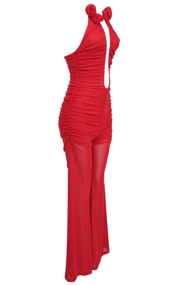 3D Flower Pleat Jumpsuit - View 24 | WEUXS
