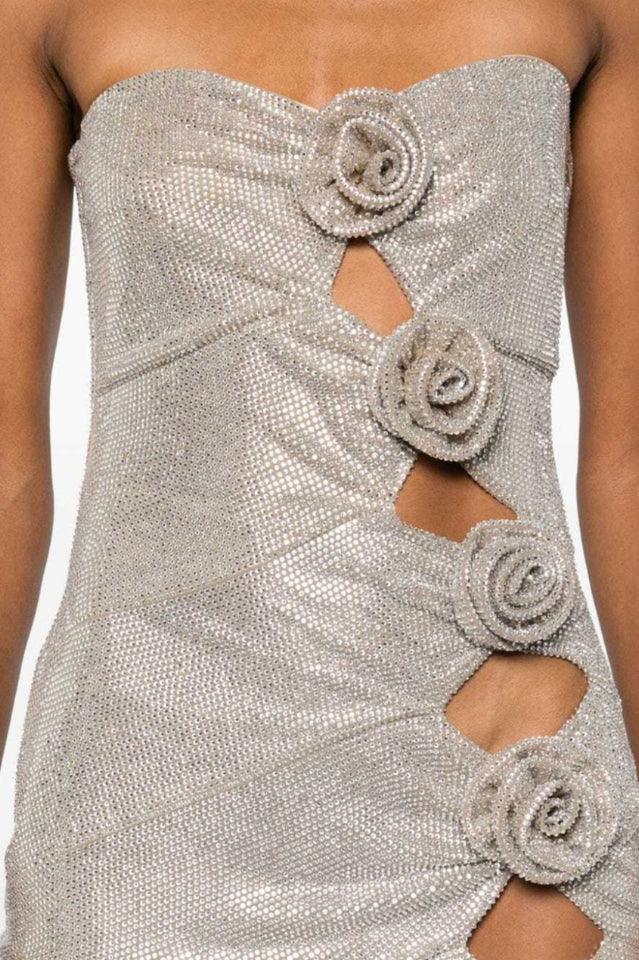 Strapless Floral Studded Dress - WEUXS