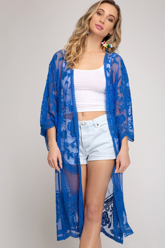 Hollow Out Lace Kimono Cover Up | Dress In Beauty