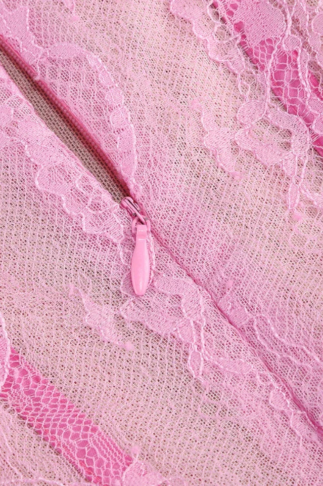 Strapless Lace Feather Trim Mini Dress - View 14 | WEUXS