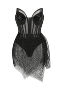 Strapless Sequin Corset Draped Dress | Dress In Beauty