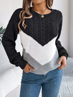 Color block cable knit sweater - View 10 | WEUXS
