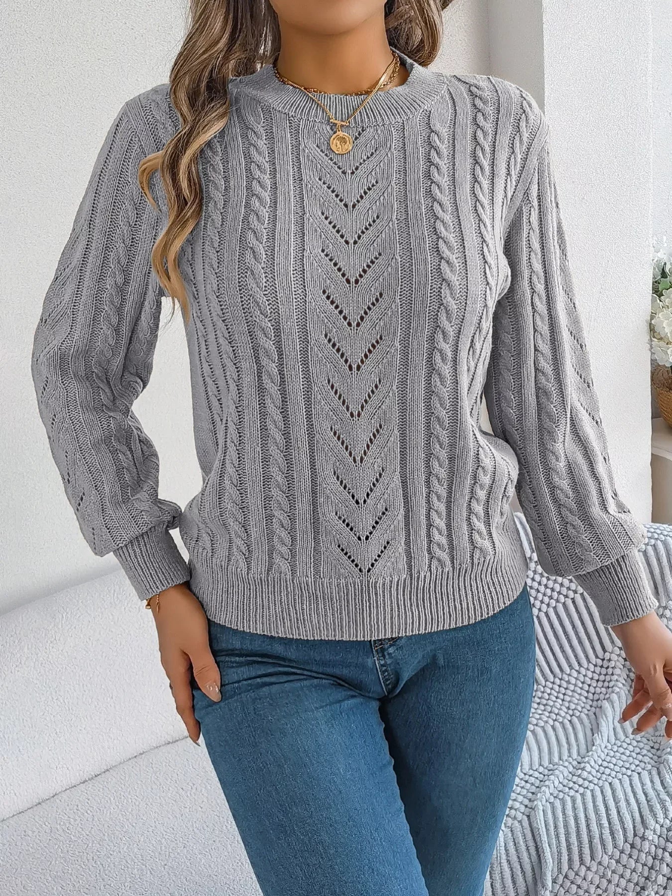 Women's cable knit sweater - View 16 | WEUXS