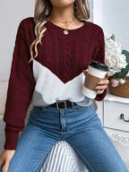 Color block cable knit sweater - View 15 | WEUXS