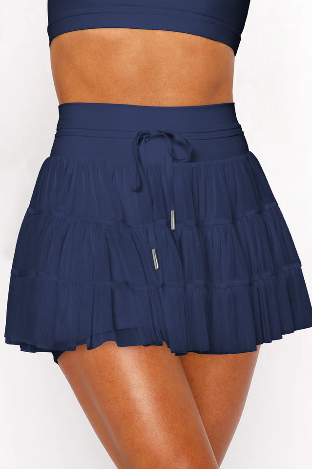 High Waist Plain Mesh Skort | Dress In Beauty