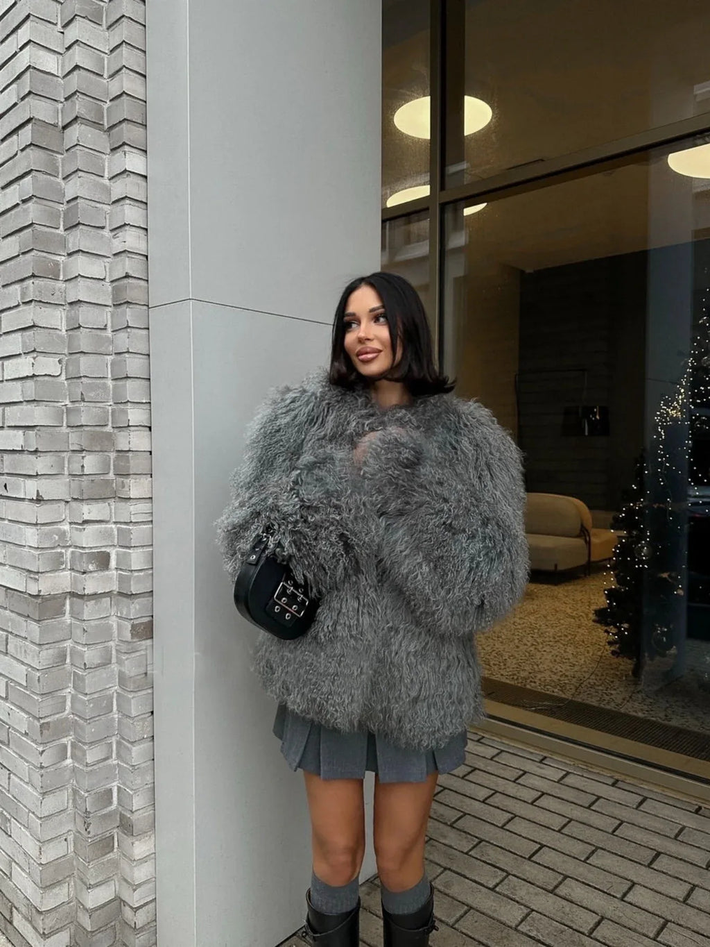 Faux Mongolian Fur Jacket - View 8 | WEUXS