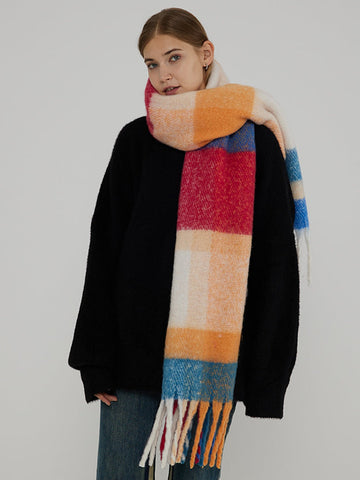 Sunset Block Plaid Scarf