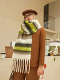 Pastel Blue & White Block Stripe Oversized Scarf - WEUXS