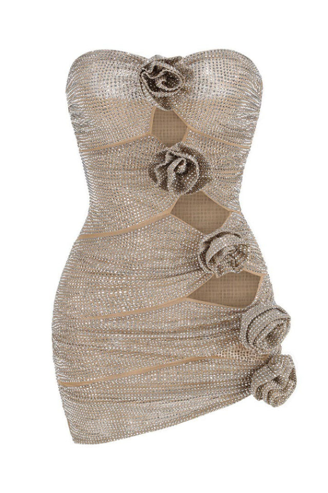 Strapless Floral Studded Dress | Dress In Beauty