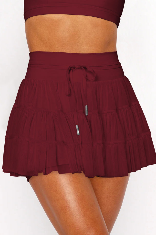 High Waist Plain Mesh Skort | Dress In Beauty