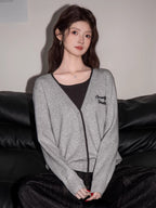 Mock Two-Piece Knit Cardigan with V-Neck