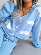 Daydream Sky Cloud Print Knit Cardigan - WEUXS