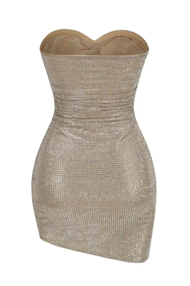 Strapless Floral Sequin Mini Dress - View 9 | WEUXS