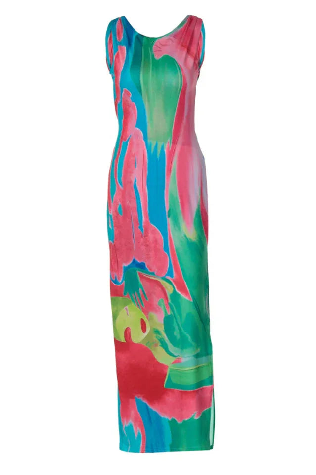 Abstract print maxi dress - View 18 | WEUXS