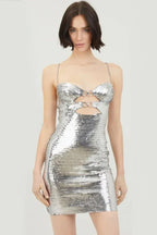 Draped Bra Mini Dress With Double Metal Ring - WEUXS