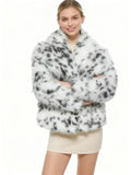 Aspen Snow Leopard Plush Faux Fur Jacket - WEUXS