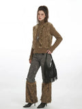 Faux Fur Panel Zip-Up Cardigan - View 6 | WEUXS