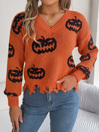 woman wearing black pumpkin knit sweater - View 18 | WEUXS