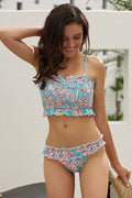 Tropical Print Smocked Bandeau Bikini Set | Dress In Beauty